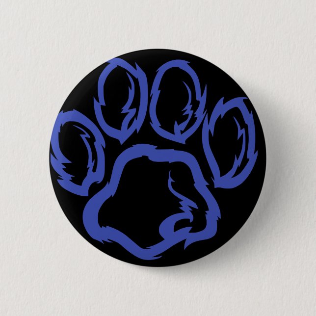 Macaron Rond 5 Cm Indigo Paw - arrière - plan noir (Devant)