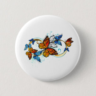 Macaron Rond 5 Cm Infinité de papillons monarques