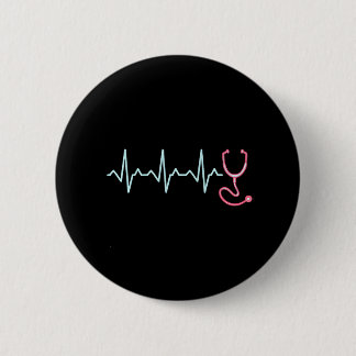 Macaron Rond 5 Cm Infirmière autorisée Heartbeat