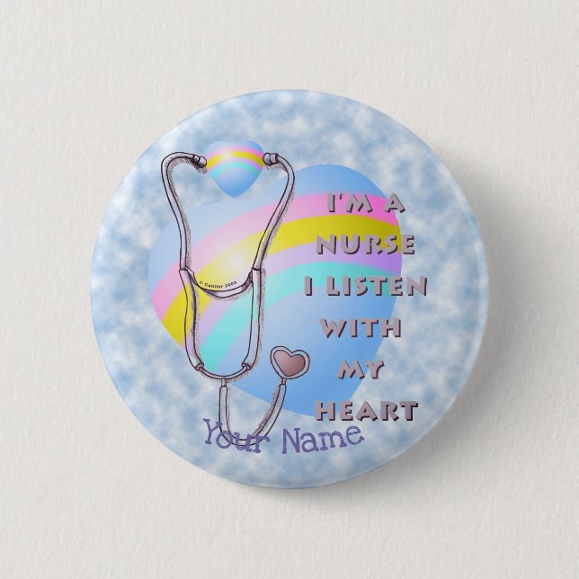 Macaron Rond 5 Cm Infirmière cardiaque (Devant)
