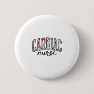 Macaron Rond 5 Cm Infirmière cardiaque à motif floral et lettrage un