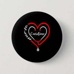 Macaron Rond 5 Cm Infirmière cardiaque Saint-Valentin Stéthoscope Cœ