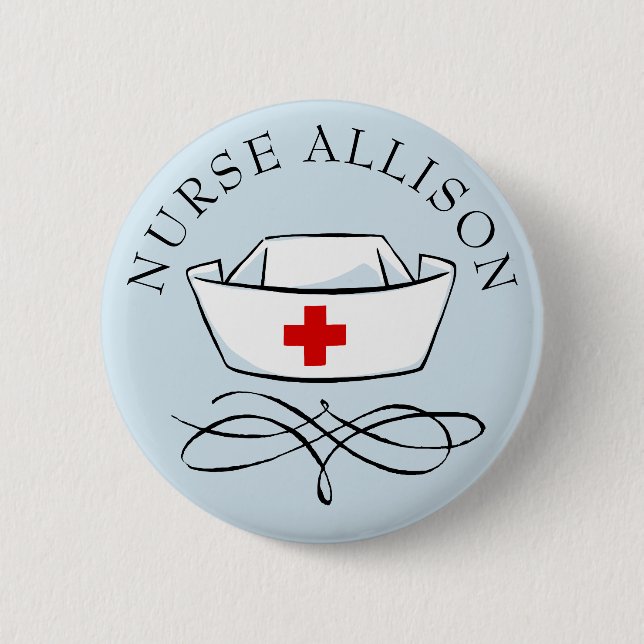 Macaron Rond 5 Cm Infirmière Casquette Ajouter un nom (Devant)