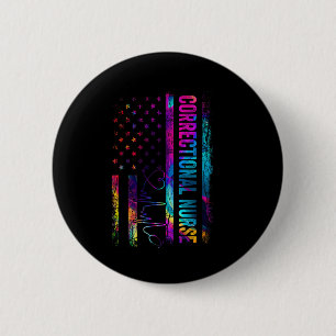 Macaron Rond 5 Cm Infirmière correctionnelle Tie Dye Drapeau américa