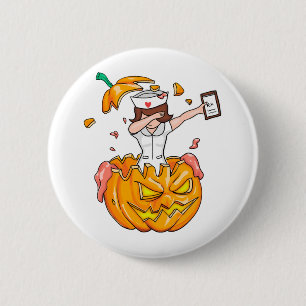 Macaron Rond 5 Cm Infirmière Dabbing Halloween T-shirt Citrouille Da