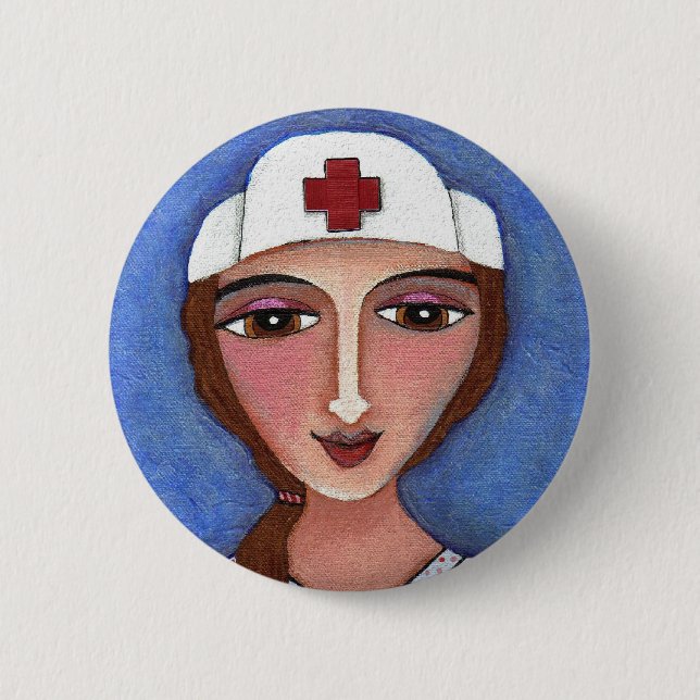 Macaron Rond 5 Cm Infirmière d'art populaire - bouton de RN/soins (Devant)