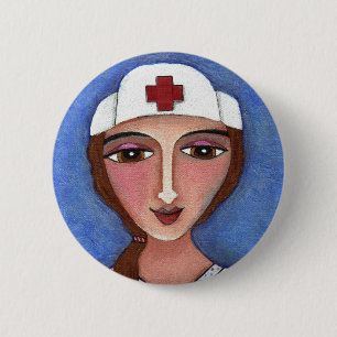 Macaron Rond 5 Cm Infirmière d'art populaire - bouton de RN/soins