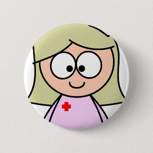 Macaron Rond 5 Cm Infirmière de bande dessinée