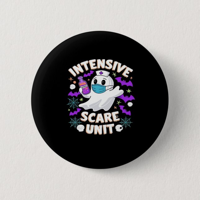 Macaron Rond 5 Cm Infirmière de l'unité de soins intensifs Halloween (Devant)