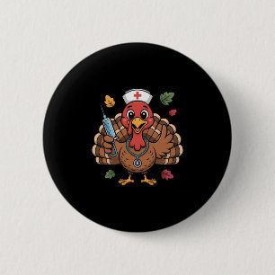 Macaron Rond 5 Cm Infirmière de Thanksgiving Dinde Rn Usic Urgences