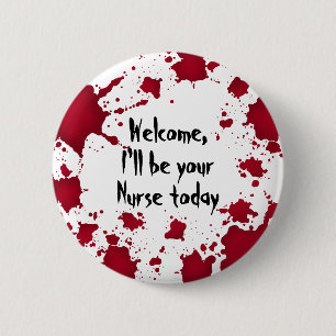 Macaron Rond 5 Cm Infirmière drôle d'Halloween