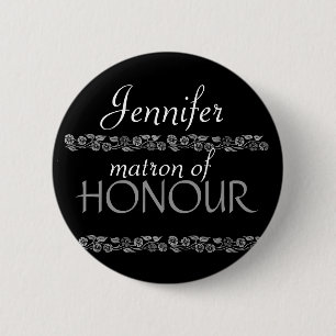 Macaron Rond 5 Cm Infirmière du Pin blanc de noces d'argent de noir