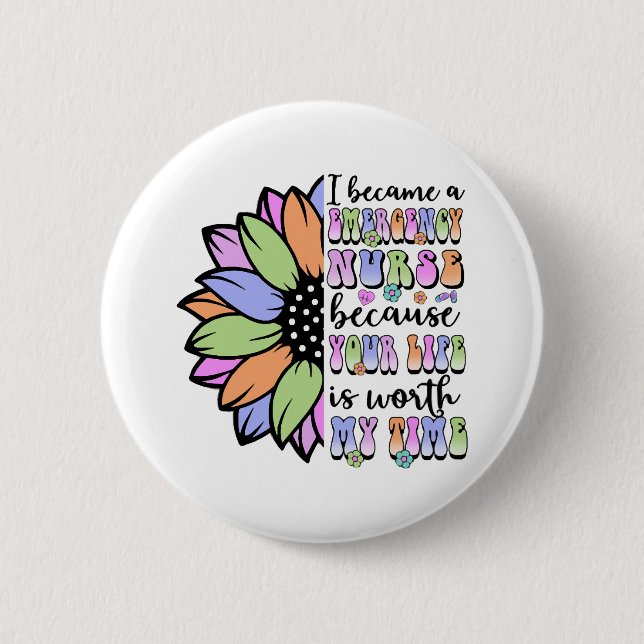 Macaron Rond 5 Cm Infirmière d'urgence (Devant)