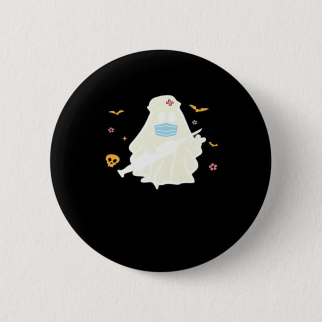 Macaron Rond 5 Cm Infirmière éffrayante Praticien Cute Halloween Sur (Devant)