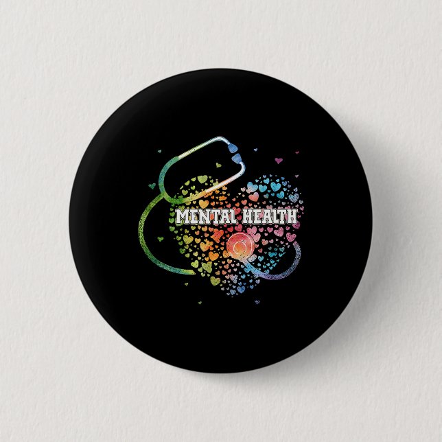 Macaron Rond 5 Cm Infirmière en santé Watercol Love Heart Scrub Stet (Devant)