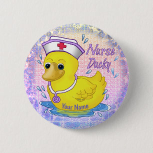 Macaron Rond 5 Cm Infirmière épingle Ducky