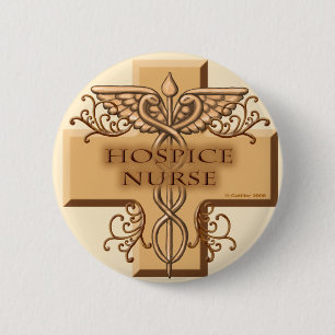 Macaron Rond 5 Cm Infirmière hospitalière Cross Caduceus
