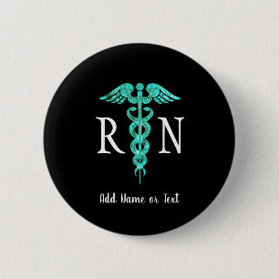 Macaron Rond 5 Cm Infirmière inscrite RN Médicale Caduceus Personnal