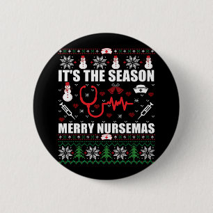 Macaron Rond 5 Cm infirmière moche pour Noël