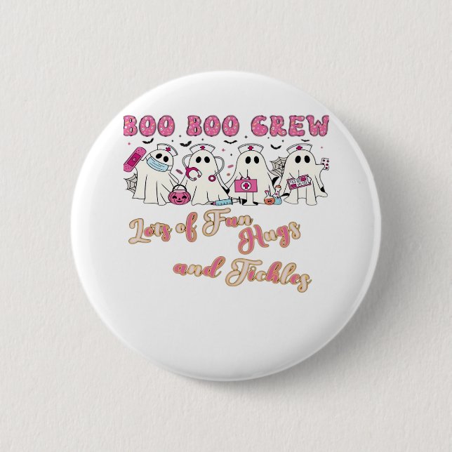 Macaron Rond 5 Cm Infirmière Paediactric Amusement Halloween Design  (Devant)