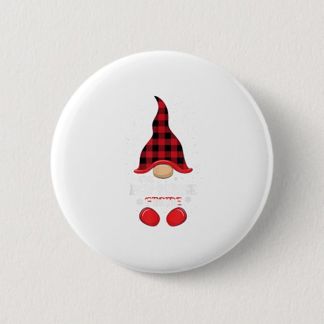Macaron Rond 5 Cm Infirmière PCU Gnome Buffalo Plaid Correspondant N (Devant)
