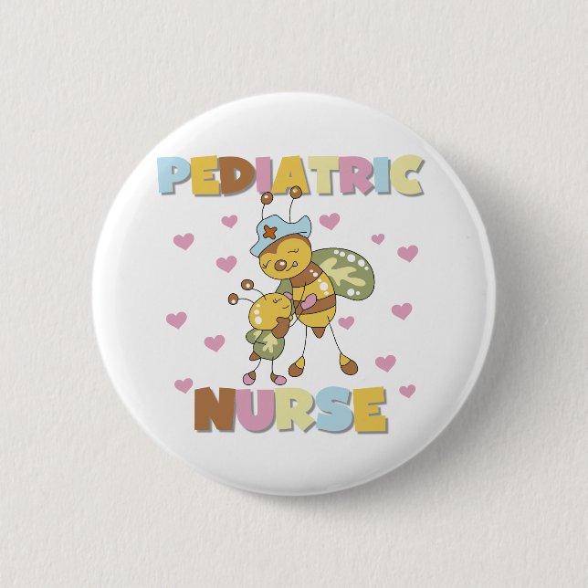 Macaron Rond 5 Cm Infirmière pédiatrique d'abeille (Devant)