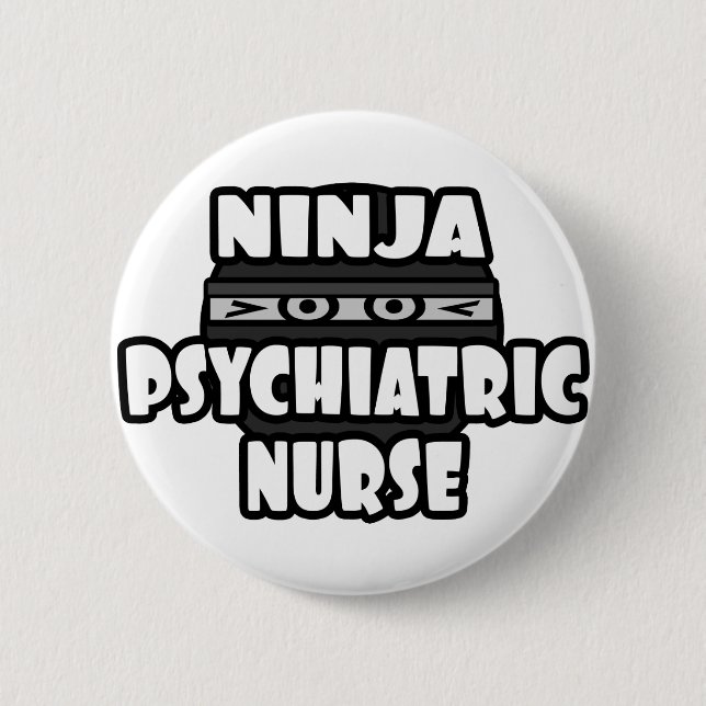 Macaron Rond 5 Cm Infirmière psychiatrique Ninja (Devant)
