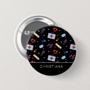 Macaron Rond 5 Cm Infirmière RN personnalisée Docteur Motif Médica
