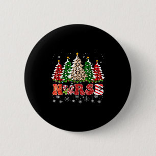 Macaron Rond 5 Cm Infirmière sapin de Noël léopard Buffalo Plaid Red