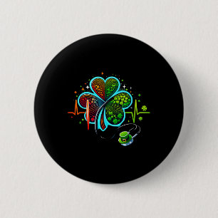 Macaron Rond 5 Cm Infirmière Stéthoscope ECG Battement de coeur irla