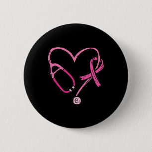 Macaron Rond 5 Cm Infirmière stéthoscope Sensibilisation au cancer d