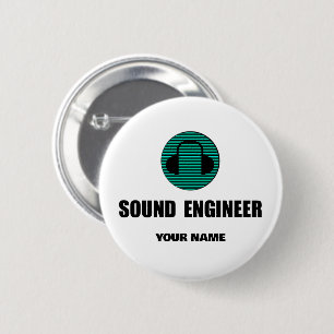 Macaron Rond 5 Cm Ingénieur du son personnalisé Ingénierie audio
