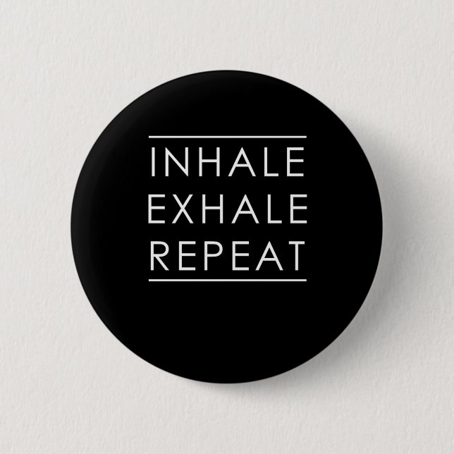 Macaron Rond 5 Cm Inhale Exhale Répéter Yoga Meditate Méditation Cad (Devant)