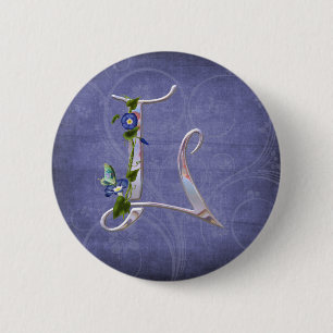 Macaron Rond 5 Cm Initiale précieuse L de papillon