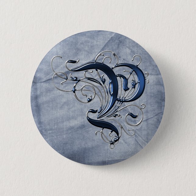 Macaron Rond 5 Cm Initiale vintage P (Devant)