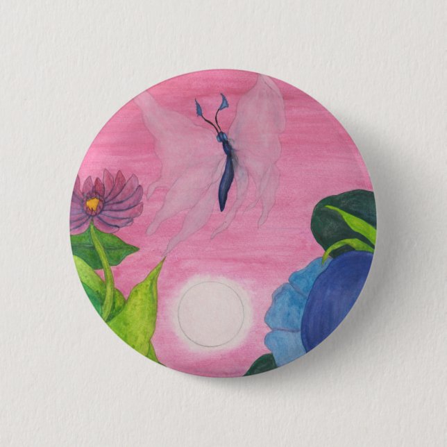 Macaron Rond 5 Cm Insecter Papillon Transformation Peinture (Devant)