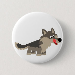 Macaron Rond 5 Cm Insigne affamé de bouton de loup de bande dessin
