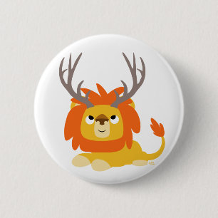 Macaron Rond 5 Cm Insigne Antlered de bouton de lion de bande