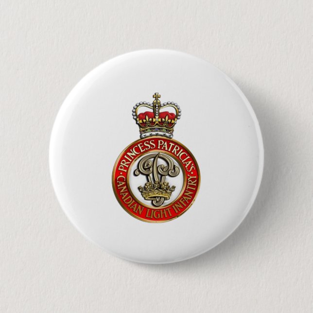 Macaron Rond 5 Cm Insigne Casquette de la PPCLI sur fond blanc (Devant)