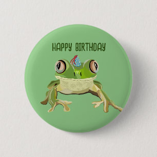 Macaron Rond 5 Cm Insigne d'anniversaire de la grenouille