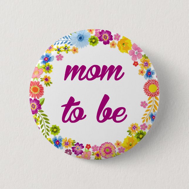 Macaron Rond 5 Cm Insigne de baby shower - maman à être (Devant)