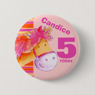 Macaron Rond 5 Cm Insigne de bouton d'anniversaire de cheval de