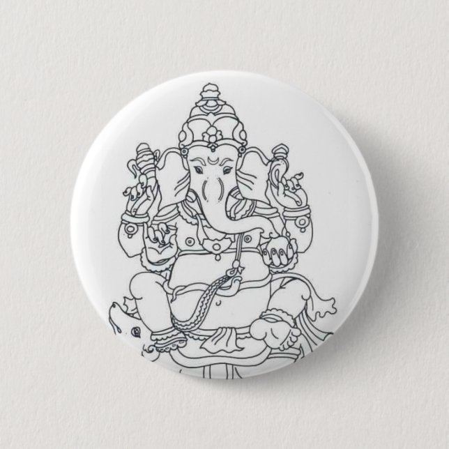 Macaron Rond 5 Cm Insigne de bouton de Ganesh (Devant)