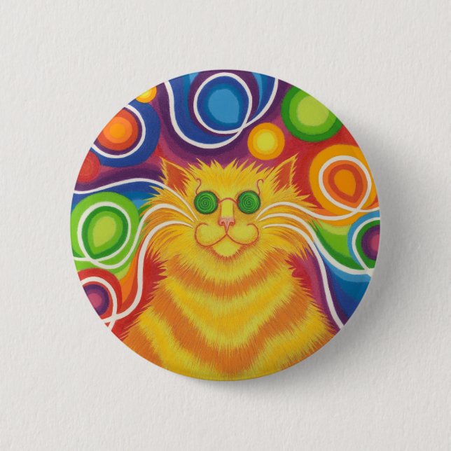 Macaron Rond 5 Cm insigne de bouton de Psy-chat-delic (Devant)