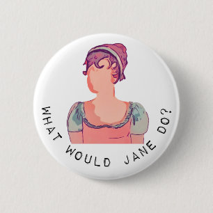 Macaron Rond 5 Cm Insigne de bouton de question de Jane Austen