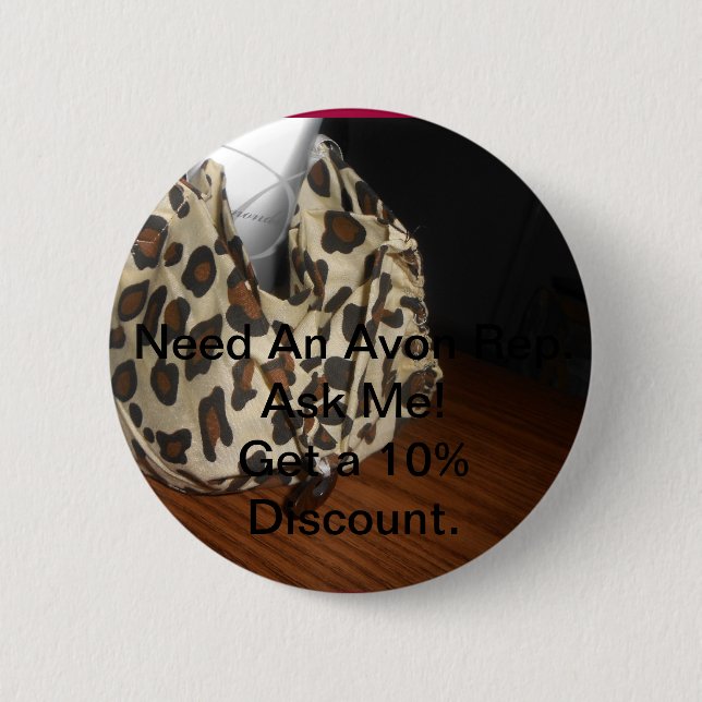 Macaron Rond 5 Cm Insigne de bouton de représentant d'Avon (Devant)