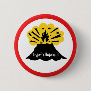 Macaron Rond 5 Cm Insigne de bouton de volcan d'Eyjafjallajokull