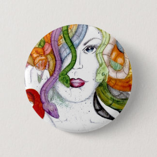Macaron Rond 5 Cm Insigne de cheveux de serpent de méduse