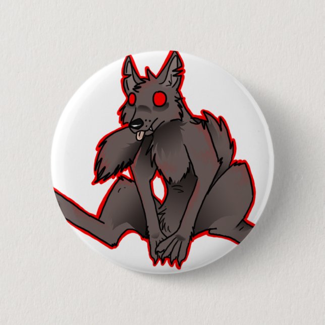 Macaron Rond 5 Cm insigne de loup-garou (Devant)