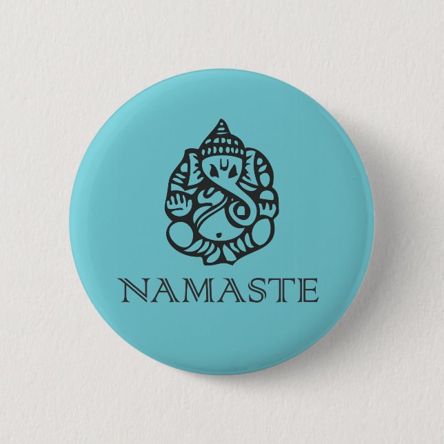 Macaron Rond 5 Cm Insigne de Namaste Ganesh (Devant)